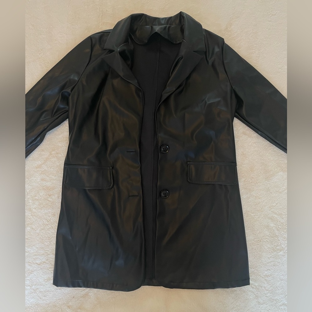 Faux Leather Blazer
